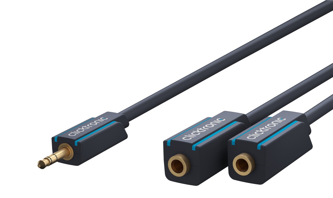 3,5-mm-AUX-Adapterkabel, stereo - Kabellänge 0.1 m - Premium-Kabel|1x 3,5-mm-Klinken-Stecker 2x 3,5-mm-Klinken-Buchse|0,1 m|OFC-Innenleiter