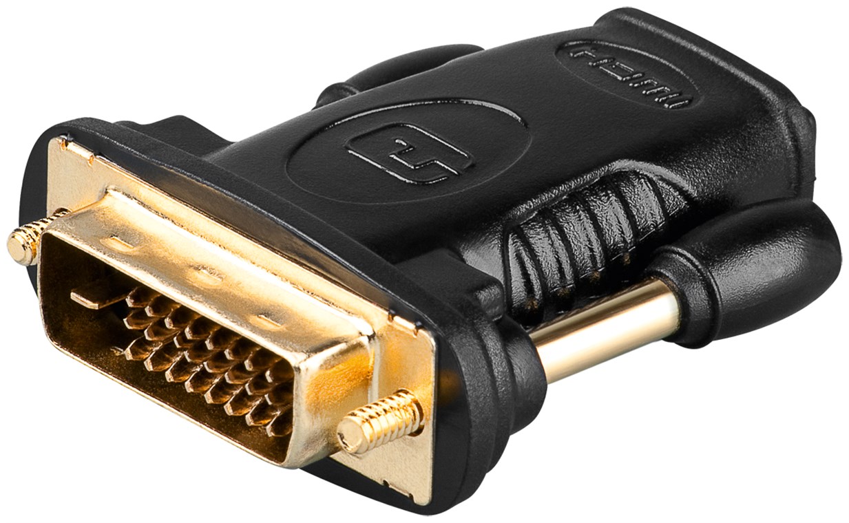 HDMI™/DVI-D-Adapter, vergoldet HDMI™/DVI-D-Adapter, vergoldet - Verbrauchseinheit 1 Stk. im Blister - HDMI™-Buchse (Typ A) > DVI-D-Stecker Dual-Link (24+1 pin)
