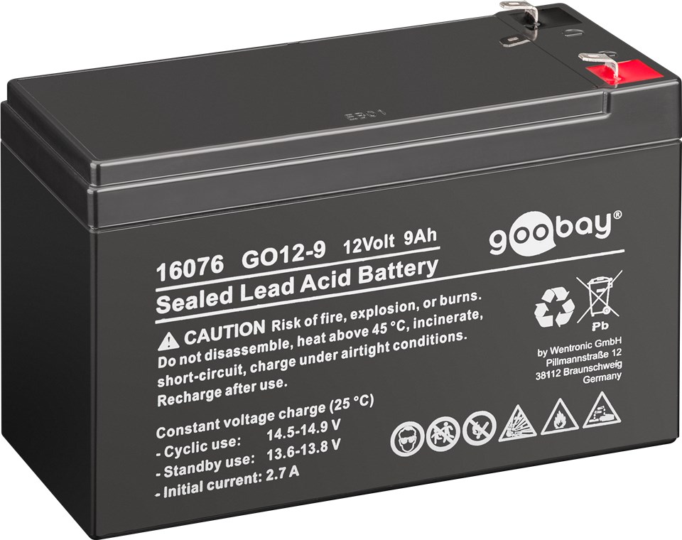 GO12-9 (9000 mAh, 12 V) - Faston (4,8 mm) Bleiakku, BattG GO12-9 (9000 mAh, 12 V) - Faston (4,8 mm) Bleiakku, BattG