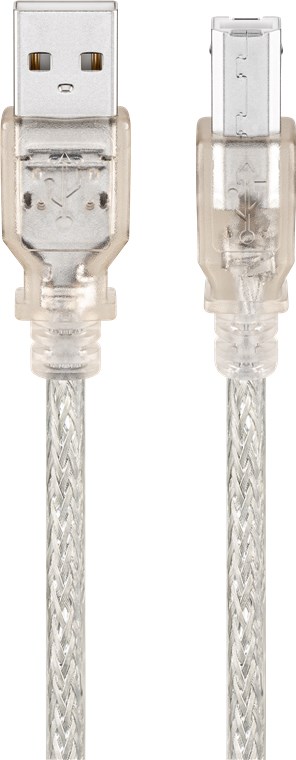 USB 2.0 Hi-Speed Kabel, Transparent USB 2.0 Hi-Speed Kabel, Transparent - Kabellänge 1 m - USB 2.0-Stecker (Typ A) > USB 2.0-Stecker (Typ B)