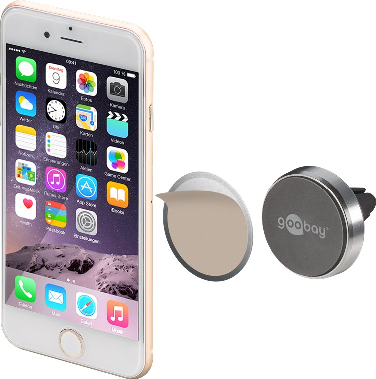 Magnethalterungs-Set Universal im Slim-Design - zur einfachen und sicheren Befestigung mobiler Kleingeräte im Fahrzeug Magnethalterungs-Set Universal im Slim-Design - zur einfachen und sicheren Befestigung mobiler Kleingeräte im Fahrzeug