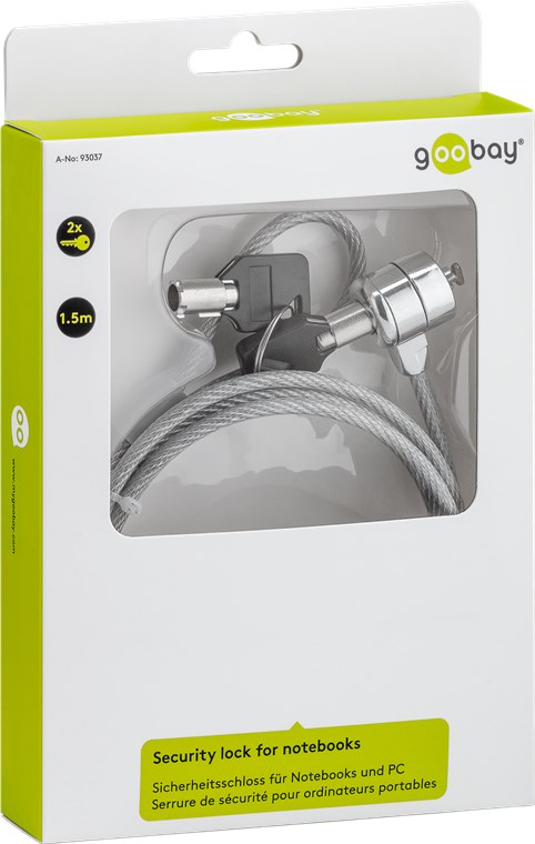 Sicherheitsschloss für Notebooks und PC - Stahlkabel mit Schloss, inkl. 2 Schlüssel Sicherheitsschloss für Notebooks und PC - Stahlkabel mit Schloss, inkl. 2 Schlüssel