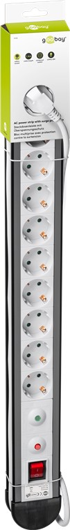 Steckdosenleiste 10-fach mit Überspannungsschutz, 1,4 m - 10 Schutzkontaktbuchsen mit Schalter Steckdosenleiste 10-fach mit Überspannungsschutz, 1,4 m - 10 Schutzkontaktbuchsen mit Schalter