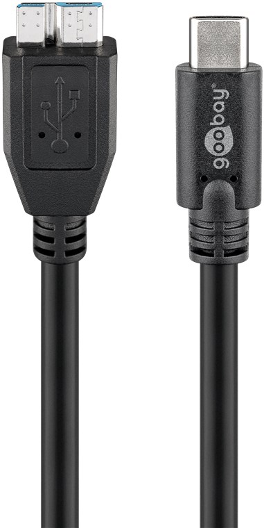 USB-C™ auf Micro-B 3.0 Kabel, schwarz - Kabellänge 0.6 m - USB 3.0-Micro-Stecker (Typ B) > USB-C™-Stecker