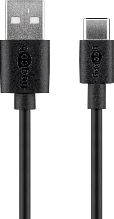 USB-C™ Dual Ladeset 2,4 A - Netzteil mit 2x USB-Buchse und USB Type-C™ 1m Kabel (Schwarz)