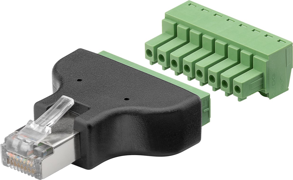 Terminal Block 8-pin > RJ45-Stecker (8P8C) Terminal Block 8-pin > RJ45-Stecker (8P8C) - abnehmbare Schraubbefestigung, 2-teilig