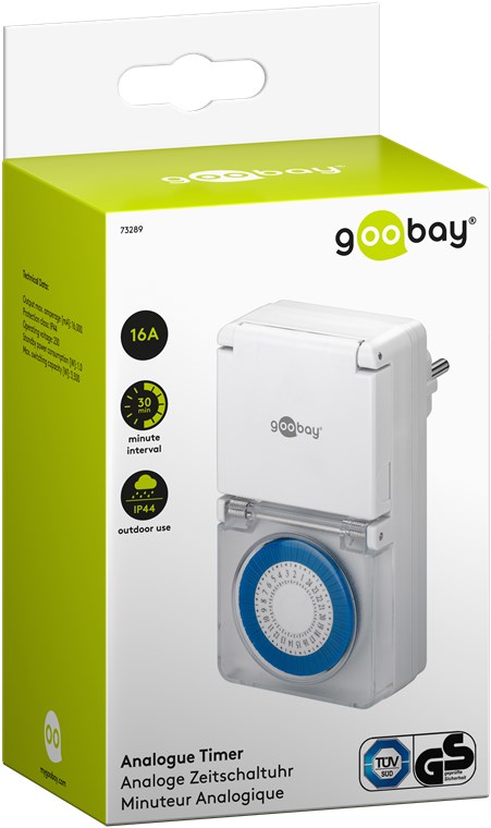 Analoge Zeitschaltuhr IP44 - leicht zu bedienende, mechanische Zeitschaltuhr für die Steckdose Analoge Zeitschaltuhr IP44 - leicht zu bedienende, mechanische Zeitschaltuhr für die Steckdose