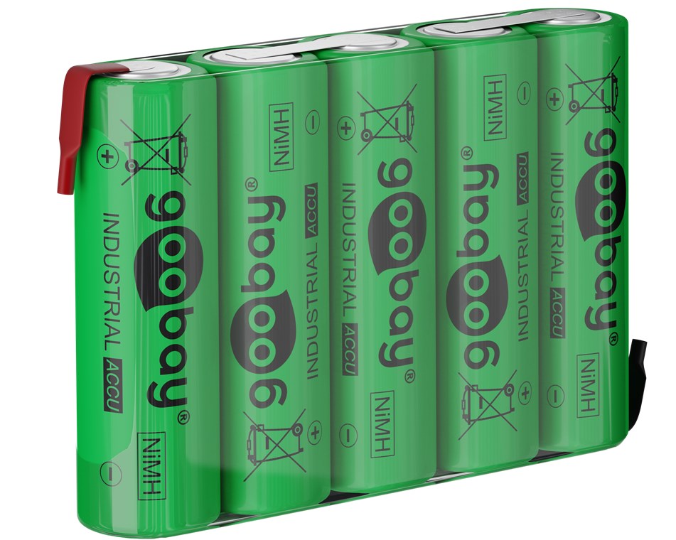 5x AA (Mignon) - 2100 mAh 5x AA (Mignon) - 2100 mAh - Lötfahne (Z), Nickel-Metallhydrid Akku (NiMH), 6 V