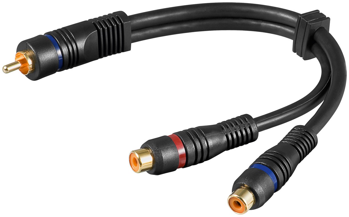 Audio Y-Adapterkabel (stereo), OFC Audio Y-Adapterkabel (stereo), OFC - Kabellänge 0.2 m - Cinch-Stecker > 2x Cinch-Buchse (Audio links/rechts)