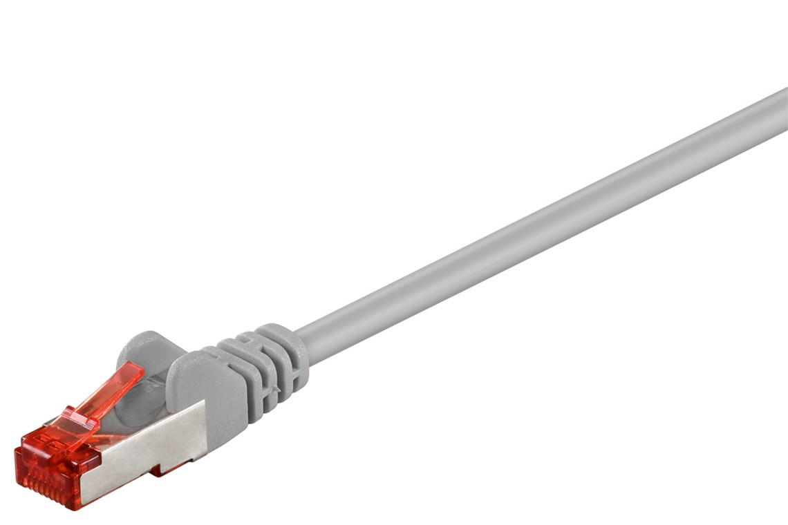 CAT 6 Patchkabel, S/FTP (PiMF), Grau, 0,15 m - Kabellänge 0.15 m - Kupferleiter (CU), halogenfreier Kabelmantel (LSZH)
