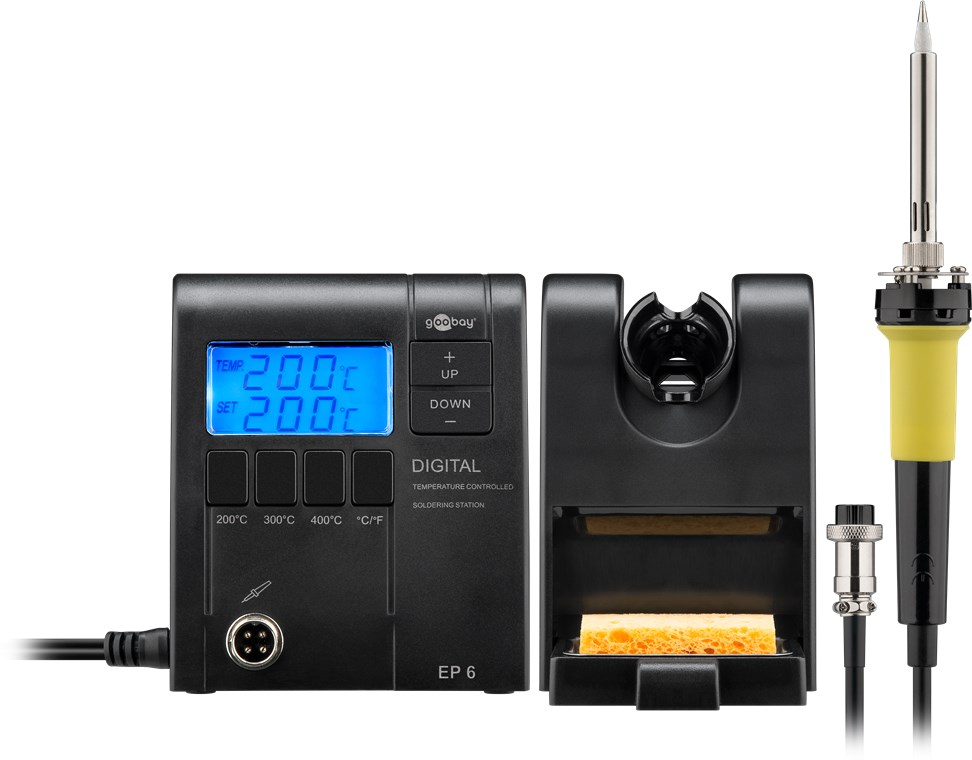 Digitale Lötstation EP6, Lötkolbenset, 48 W - inkl. Lötstation, Lötkolben (ca. 48 W) mit Lötspitze (Ø 1, 6 mm), Lötkolbenhalter mit Schwammhalter zum Einschieben Digitale Lötstation EP6, Lötkolbenset, 48 W - inkl. Lötstation, Lötkolben (ca. 48 W) mit Lötspitze (Ø 1, 6 mm), Lötkolbenhalter mit Schwammhalter zum Einschieben