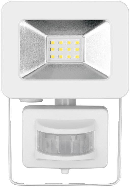 LED-Außenstrahler, 10 W, mit Bewegungsmelder - mit 850 lm, neutralweißem Licht (4000 K), PIR-Sensor mit ON-/OFF-Funktion und M16-Kabelverschraubung, für den Außeneinsatz geeignet (IP44)