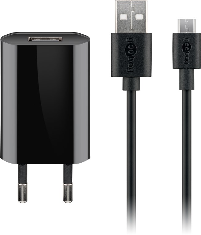Micro USB-Ladeset 1 A - Netzteil mit Micro USB Kabel 1m (Schwarz) Micro USB-Ladeset 1 A - Netzteil mit Micro USB Kabel 1m (Schwarz)