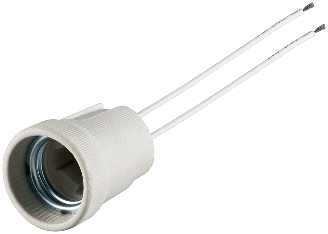 E27 Lampenfassung mit Zwillingslitze E27 Lampenfassung mit Zwillingslitze - max. 100 W/250 V (AC), 0,15 m Kabel, Keramik