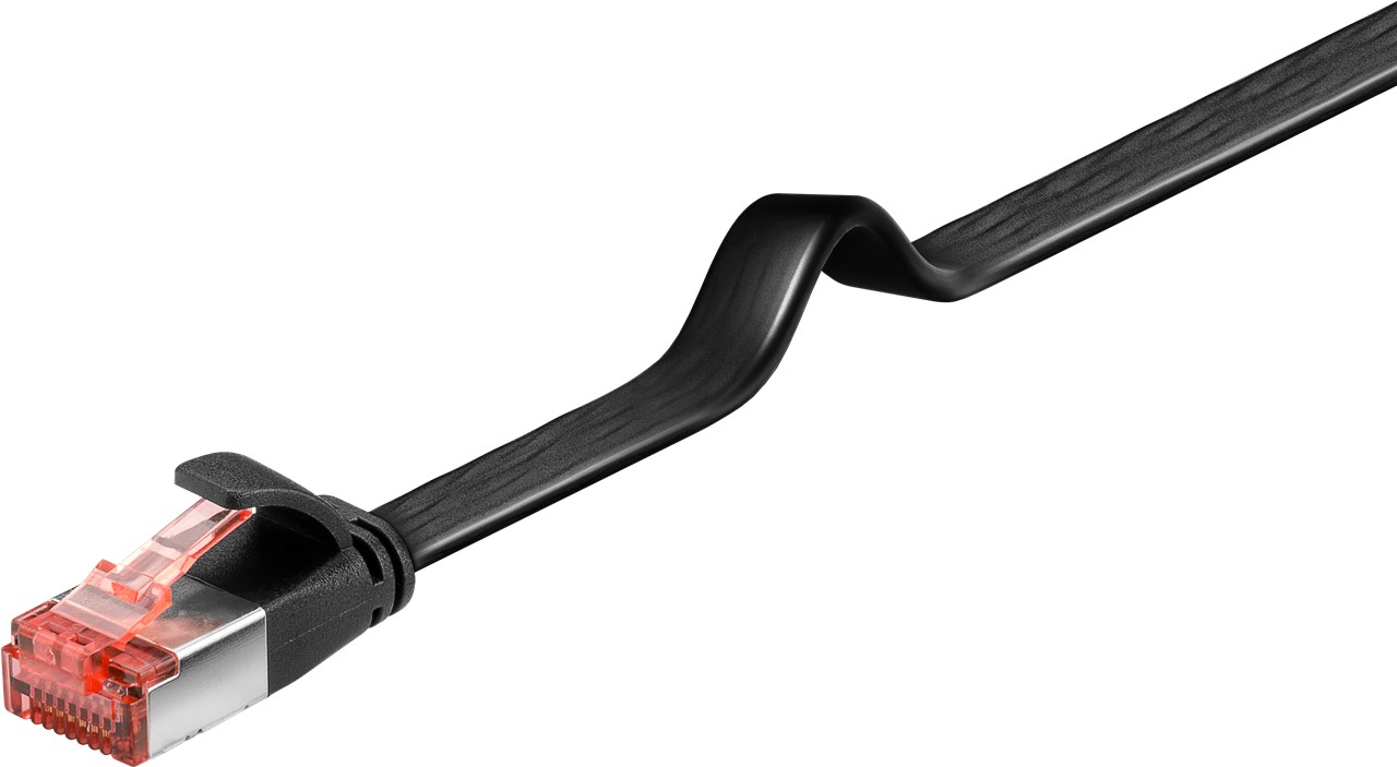 CAT 6 Flach-Patchkabel, U/FTP, Schwarz, 1 m CAT 6 Flach-Patchkabel, U/FTP, Schwarz, 0,25 m - Kabellänge 0.25 m - Kupferleiter (CU)