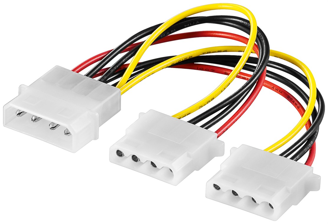PC Y Stromkabel/Stromadapter 5.25, 1x Stecker zu 2x Buchse PC Y Stromkabel/Stromadapter 5.25, 1x Stecker zu 2x Buchse - Kabellänge 0.16 m