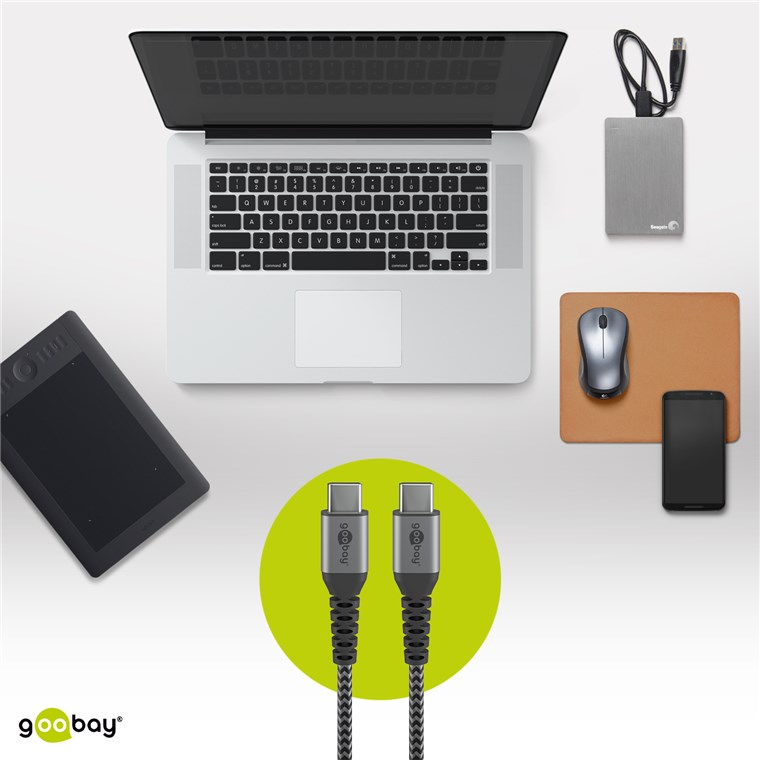 USB-C™ auf USB-C™ Textilkabel mit Metallsteckern (spacegrau/silber) 2 m - Kabellänge 2 m - elegantes und extra-robustes Verbindungskabel für Geräte mit USB-C™-Anschluss USB-C™ auf USB-C™ Textilkabel mit Metallsteckern (spacegrau/silber) 2 m - Kabellänge 2 m - elegantes und extra-robustes Verbindungskabel für Geräte mit USB-C™-Anschluss