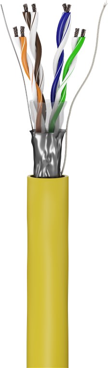 CAT 5e Netzwerkkabel, F/UTP, 100 m - Farbversion Gelb - Kupferkaschierter Aluminiumleiter (CCA), AWG 26/7 (stranded), PVC-Kabelmantel CAT 5e Netzwerkkabel, F/UTP, 100 m - Farbversion Gelb - Kupferkaschierter Aluminiumleiter (CCA), AWG 26/7 (stranded), PVC-Kabelmantel