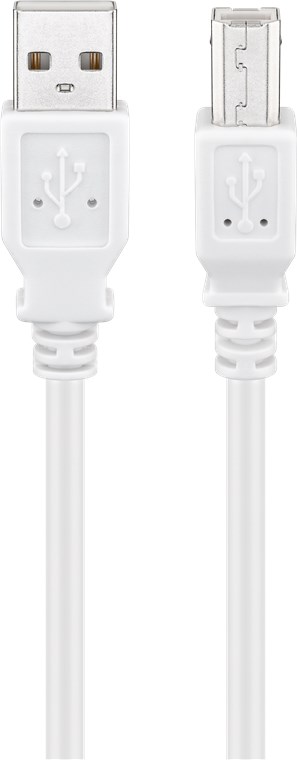 USB 2.0 Hi-Speed Kabel, weiß USB 2.0 Hi-Speed Kabel, weiß - Kabellänge 1 m - USB 2.0-Stecker (Typ A) > USB 2.0-Stecker (Typ B)
