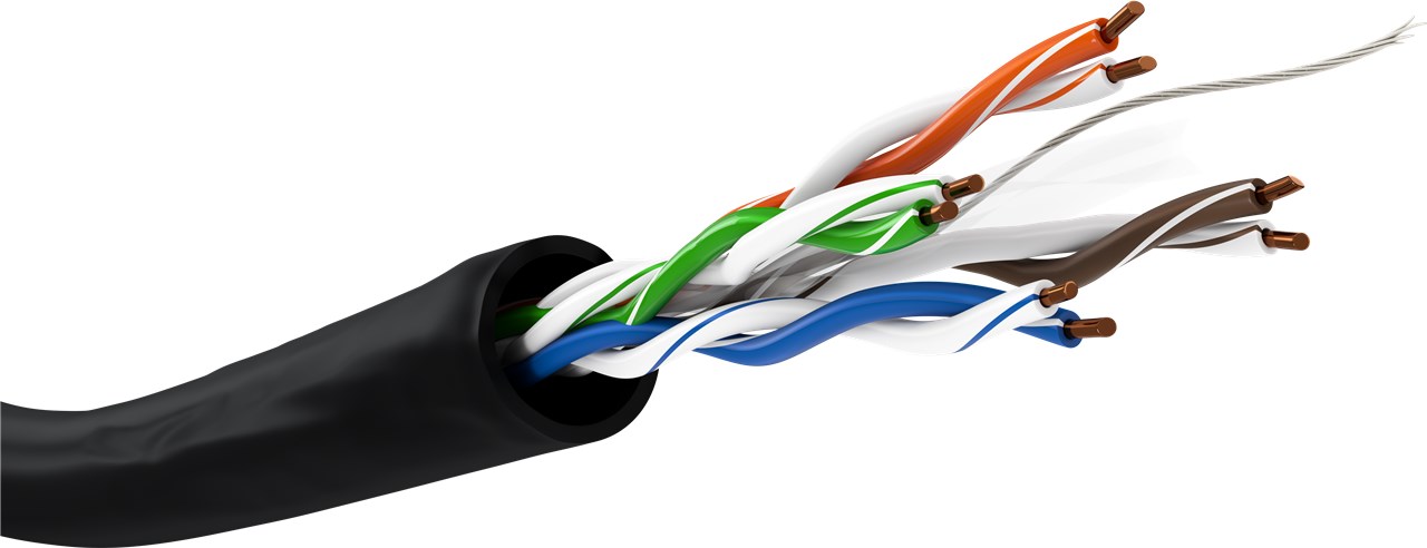 CAT 6 Outdoor Netzwerkkabel, U/UTP, Schwarz - Kabellänge 100 m - Kupferleiter (CU), AWG 23/1 (solid), Polyethylen-Kabelmantel (PE)