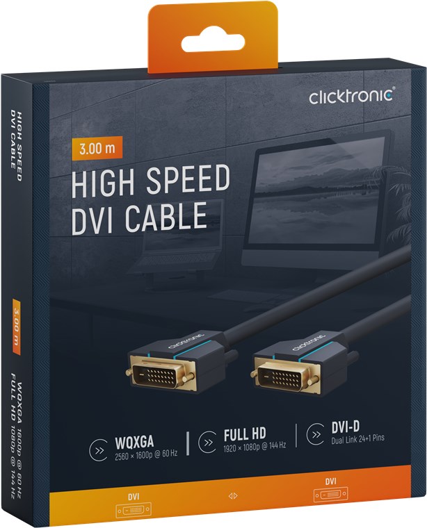 DVI-Kabel - Kabellänge 3 m - Premium-Kabel|1x DVI-D-Stecker Dual-Link (24+1) 1x DVI-D-Stecker Dual-Link (24+1)|3,0 m|WQXGA @ 60 Hz DVI-Kabel - Kabellänge 3 m - Premium-Kabel|1x DVI-D-Stecker Dual-Link (24+1) 1x DVI-D-Stecker Dual-Link (24+1)|3,0 m|WQXGA @ 60 Hz