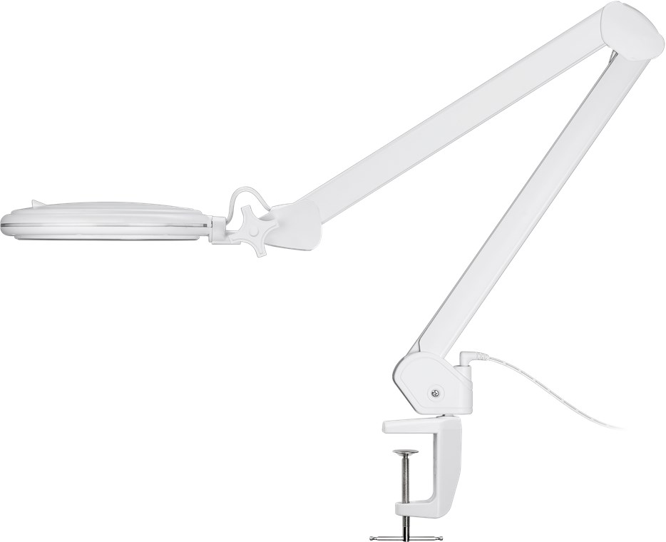 LED Klemm-Lupenleuchte, 1~9W - 127 mm Glaslinse, 1,75-fache Vergrößerung, 3 Dioptrien, 860 lm, 6 Stufen dimmbar LED Klemm-Lupenleuchte, 1~9W - 127 mm Glaslinse, 1,75-fache Vergrößerung, 3 Dioptrien, 860 lm, 6 Stufen dimmbar