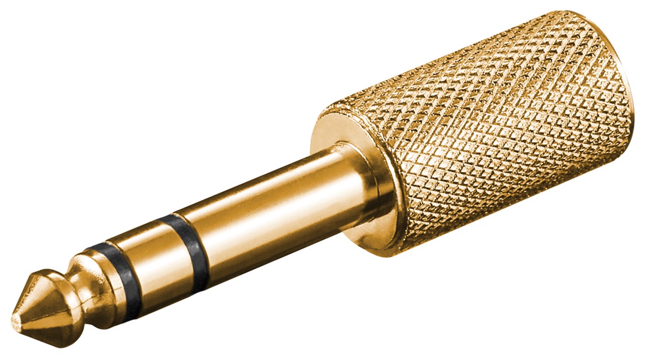 Kopfhörer Adapter, AUX Klinke 6,35 mm zu 3,5 mm, Goldausführung Kopfhörer Adapter, AUX Klinke 6,35 mm zu 3,5 mm, Goldausführung - Anschluss, Typ Klinke 6,35 mm Stecker (3-Pin, stereo) - 1x 6,35-mm-Klinkenstecker (3-polig, stereo) > 1x 3,5-mm-Klinkenbuchse (3-polig, stereo)