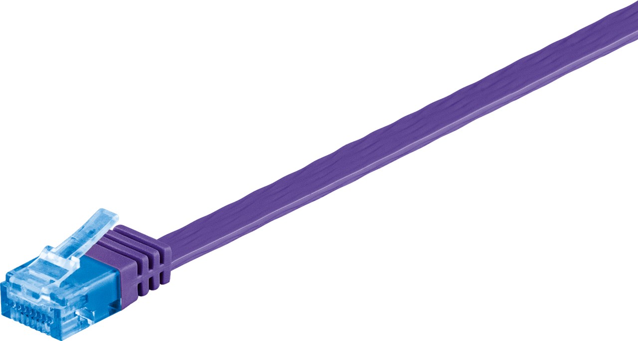 CAT 6A Flach-Patchkabel, U/UTP, Violett, 2 m - Kabellänge 2 m - Kupferleiter (CU)