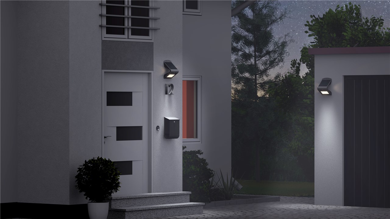 LED Solar-Wandleuchte mit Bewegungsmelder, 1,5 W, weiß - Farbversion - ideale, neutralweiße Lichtlösung für Hauseingänge, Carports und Treppen LED Solar-Wandleuchte mit Bewegungsmelder, 1,5 W, weiß - Farbversion - ideale, neutralweiße Lichtlösung für Hauseingänge, Carports und Treppen
