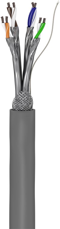 CAT 6 Netzwerkkabel, S/FTP (PiMF), Grau - Kabellänge 100 m - Kupferkaschierter Aluminiumleiter (CCA), AWG 26/7, PVC-Kabelmantel CAT 6 Netzwerkkabel, S/FTP (PiMF), Grau - Kabellänge 100 m - Kupferkaschierter Aluminiumleiter (CCA), AWG 26/7, PVC-Kabelmantel