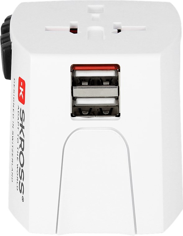 World Adapter MUV USB - geeignet für alle ungeerdeten Geräte (2-pol.), mit integriertem dualem USB-Ladegerät World Adapter MUV USB - geeignet für alle ungeerdeten Geräte (2-pol.), mit integriertem dualem USB-Ladegerät