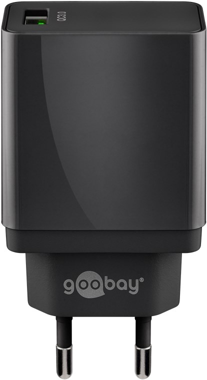 USB Schnellladegerät QC3.0 (18W) schwarz - lädt bis zu 4x schneller als Standardladegeräte USB Schnellladegerät QC3.0 (18W) schwarz - lädt bis zu 4x schneller als Standardladegeräte