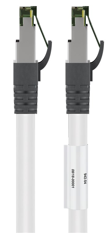 CAT 8.1 Patchkabel, S/FTP (PiMF), weiß, 0,5 m - Kabellänge 0.5 m - 99,9 % sauerstofffreier Kupferleiter (OFC), AWG 24, halogenfreier Kabelmantel (LSZH) CAT 8.1 Patchkabel, S/FTP (PiMF), weiß, 0,5 m - Kabellänge 0.5 m - 99,9 % sauerstofffreier Kupferleiter (OFC), AWG 24, halogenfreier Kabelmantel (LSZH)