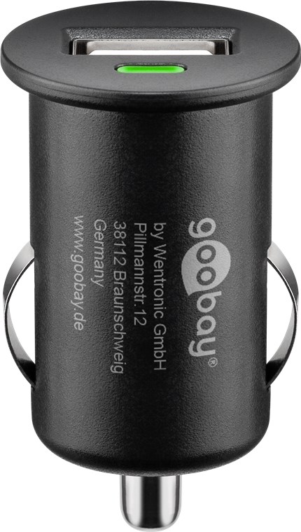 Auto-Ladegerät (1x USB) - Farbversion Schwarz - 5 W bei max. 1,0 A (12/24 V), 1x USB