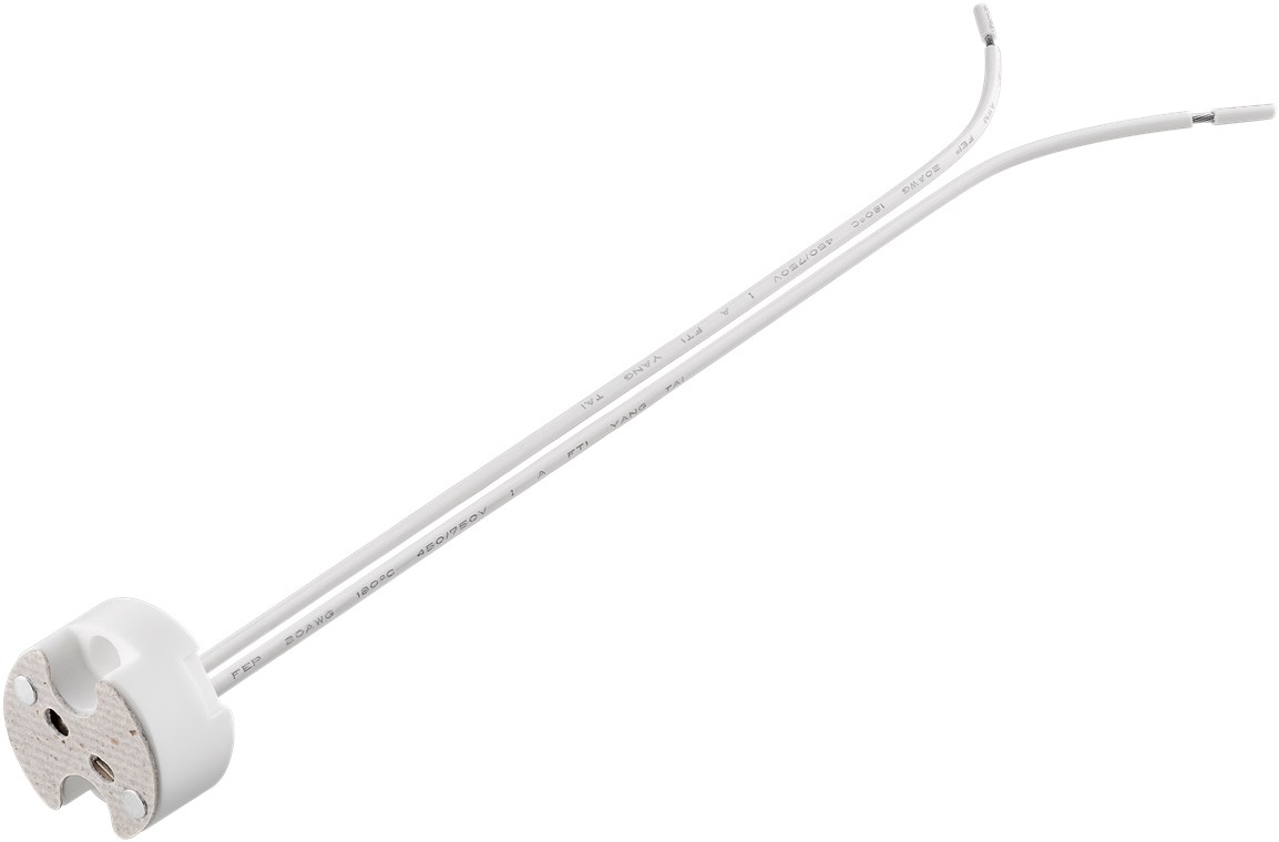 GX5.3 Lampenfassung mit Zwillingslitze GX5.3 Lampenfassung mit Zwillingslitze - max. 100 W/25 V (DC), 0,15 m Kabel, Keramik