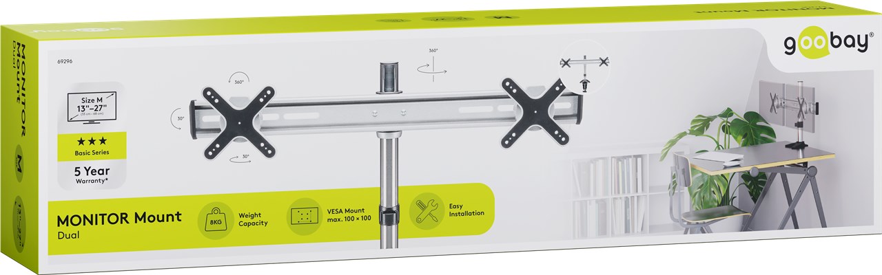 Monitorhalterung TWIN - zur Tischmontage für zwei Bildschirme, höhenverstellbar, (schwenkbar und neigbar) bis 8kg Monitorhalterung TWIN - zur Tischmontage für zwei Bildschirme, höhenverstellbar, (schwenkbar und neigbar) bis 8kg