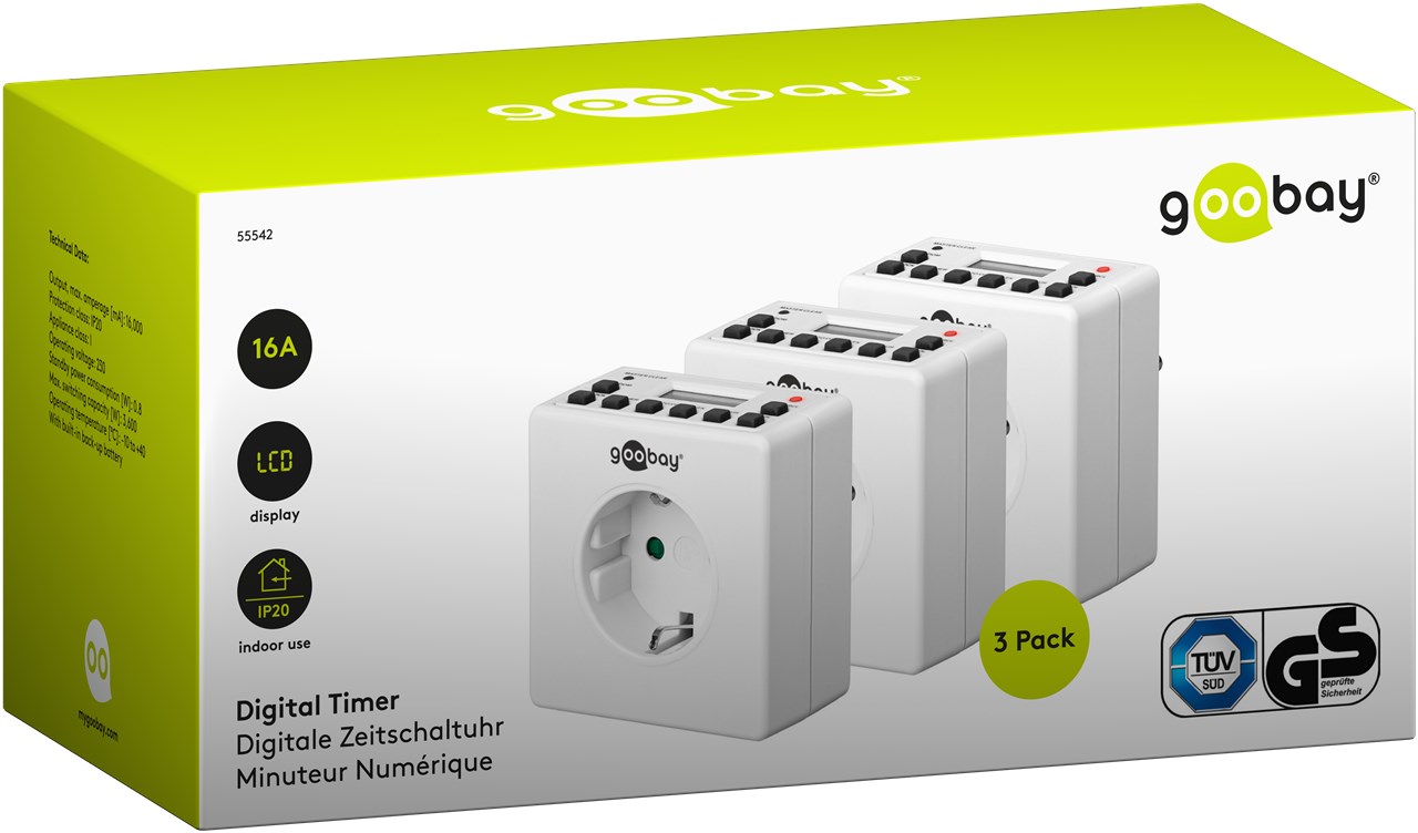 3er-Set, Digitale Zeitschaltuhr - Leicht zu bedienende digitale Zeitschaltuhr 3er-Set, Digitale Zeitschaltuhr - Leicht zu bedienende digitale Zeitschaltuhr