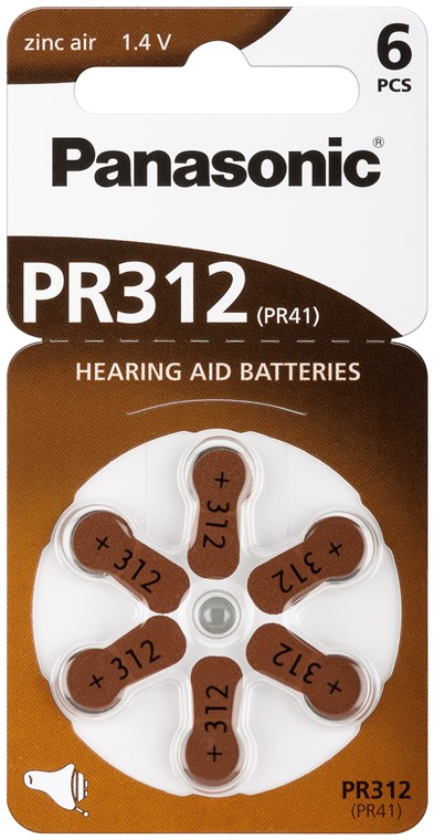 V312/PR41 (PR312) - Zink-Luft Hörgeräte-Knopfzelle, 1,4 V