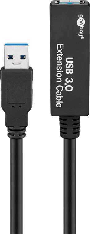 Aktives USB 3.0 Verlängerungskabel, Schwarz - Kabellänge 5 m - USB 3.0-Stecker (Typ A) > USB 3.0-Buchse (Typ A)