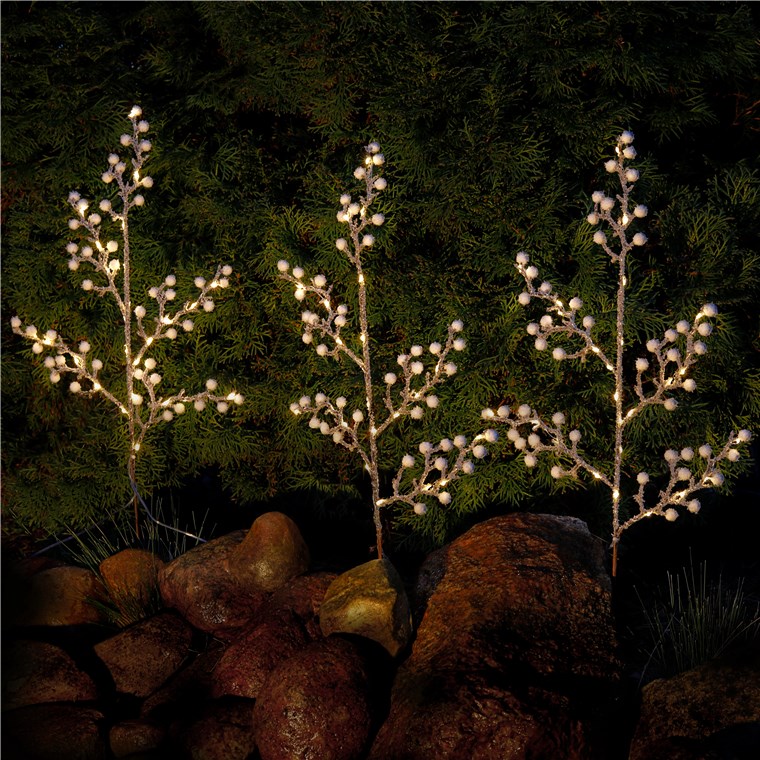 3er-Set Lichterbäume mit 75 LEDs - mit Timer-Funktion, warmweiß (3000 K), batteriebetrieben, für den Innen- und Außenbereich (IP44)