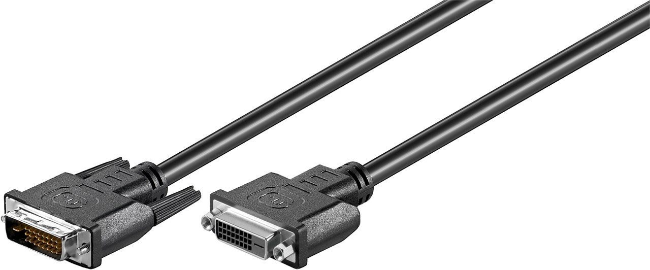 DVI-D Full HD Verlängerungskabel Dual Link, vernickelt - Kabellänge 2 m - DVI-D-Stecker Dual-Link (24+1 pin) > DVI-D-Buchse Dual-Link (24+1 pin)