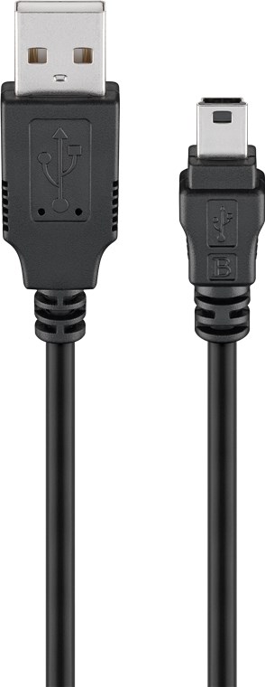 USB 2.0 Hi-Speed Kabel, Schwarz - Kabellänge 3 m - USB 2.0-Stecker (Typ A) > USB 2.0-Mini-Stecker (Typ B, 5-Pin)