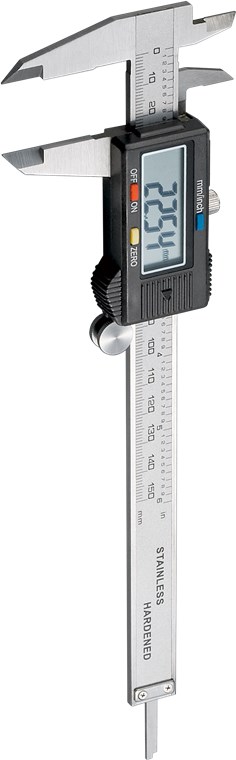 Digitaler Messschieber 150 mm / 6 Zoll Digitaler Messschieber 150 mm / 6 Zoll - Messbereich 0 - 150 mm - für Messungen von 0 mm - 150 mm