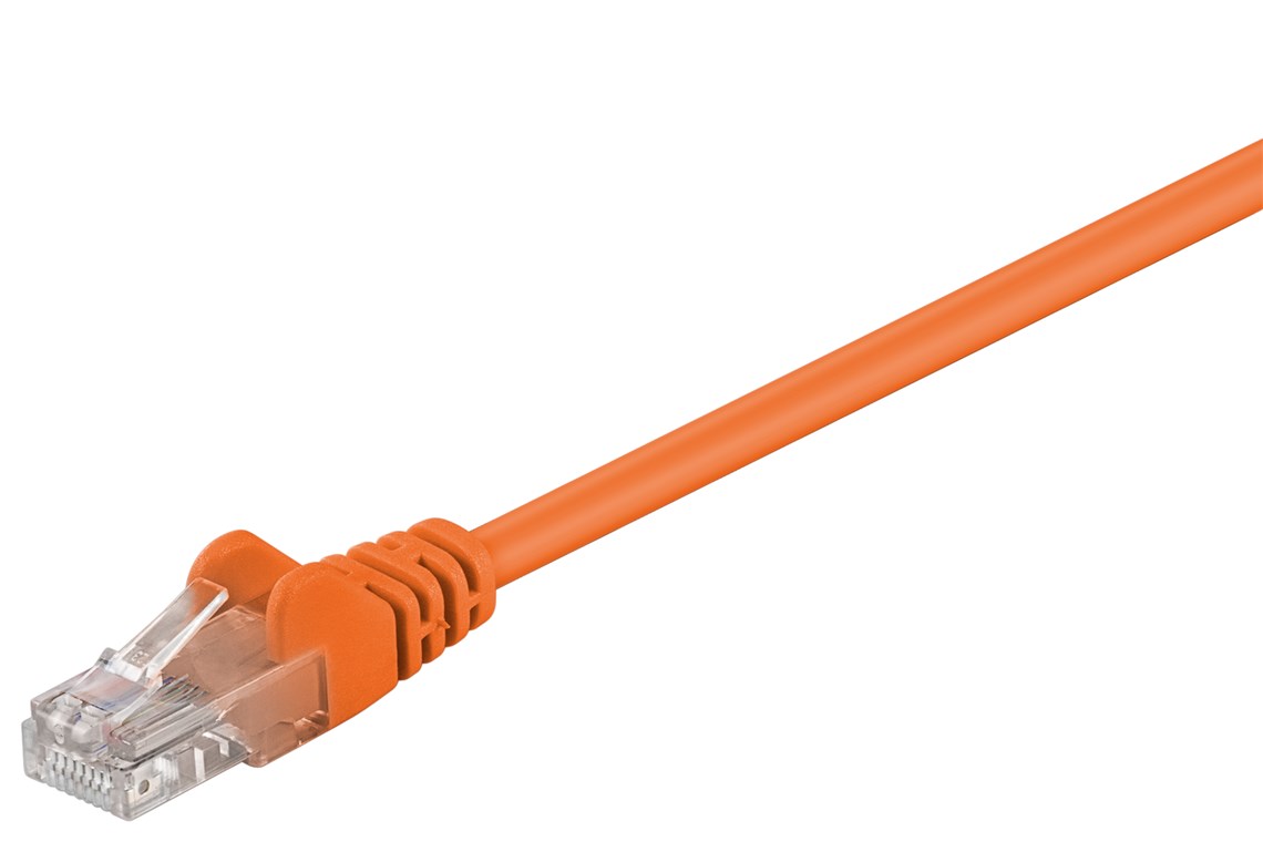CAT 5e Patchkabel, U/UTP, Orange, 1 m - Kabellänge 1 m - Kupferkaschierter Aluminiumleiter (CCA)