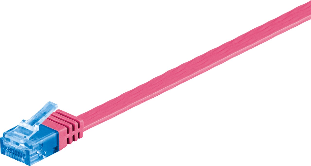 CAT 6A Flach-Patchkabel, U/UTP, Magenta, 2 m - Kabellänge 2 m - Kupferleiter (CU) CAT 6A Flach-Patchkabel, U/UTP, Magenta, 2 m - Kabellänge 2 m - Kupferleiter (CU)