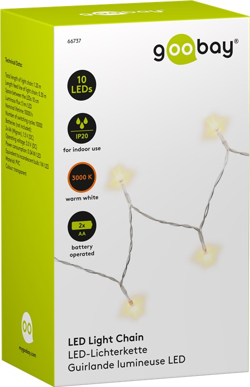 10er LED-Lichterkette, batteriebetrieben - Stimmungsvolle Leuchtdekoration für den Innenbereich 10er LED-Lichterkette, batteriebetrieben - Stimmungsvolle Leuchtdekoration für den Innenbereich