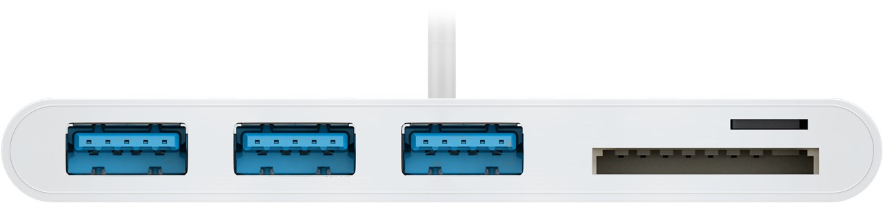 USB-C™ Multiport Adapter CardReader - erweitert ein USB-C™ Gerät um drei USB 3.0 Anschlüsse sowie einen Kartenschacht für SD/MMC- und Micro SD-Karten