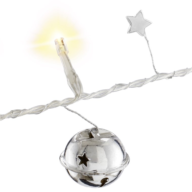 10er LED-Lichterkette "Glöckchen" - mit Timer-Funktion, warmweiß (3000 K), batteriebetrieben