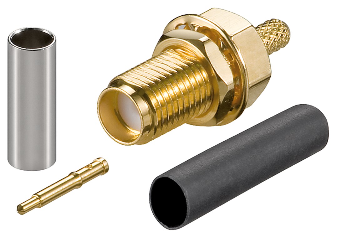 RP-SMA Crimpbuchse RP-SMA Crimpbuchse - Kabeltyp RG 174/RG 316 - für Koaxialkabel RG-174 und RG-316