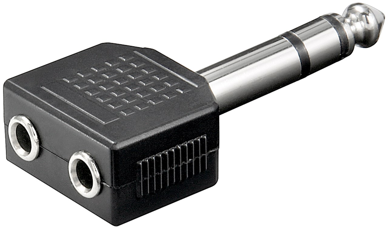 Kopfhörer-Adapter, 1x AUX-Klinke 6,35 mm auf 2x 3,5 mm - 1x 6,35-mm-Klinkenstecker (3-polig, stereo) > 2x 3,5-mm-Klinkenkupplung (3-polig, stereo)